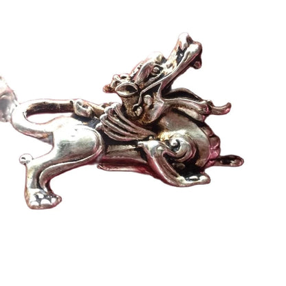 a pair of chinese handwork old miao silver carved wonderful dragon fengshui statue Home decorations metal handicraft