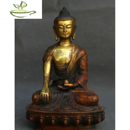 Old Temple Gilded Bronze Sakyamuni Amitabha Dragon Statue