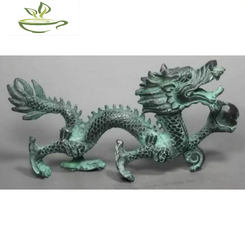 Antique Old earth Bronze statues Folk Handwork Dragon statues Wish U Wealth