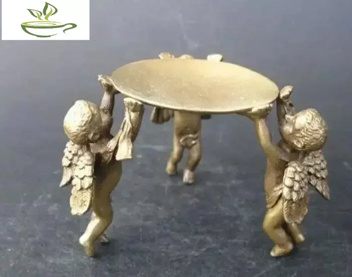 Ancient china Old Bronze Handmade 3 Angel legs Statue Oil Lamp Candlestick