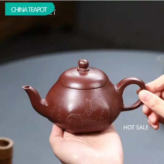 270ml Chinese Yixing Purple Clay Teapots Handmade Tea Pot Raw Ore Dragon Blood Sand Kettle High-end Zisha Tea Set Collection