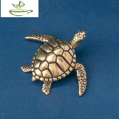 Brass Sea Turtle Statue Mini Tea Pet Figurine Cute Decoration for Bedroom