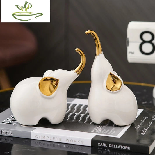 Modern Abstract Elephant Sculpture & Figurines Home Decor Ceramic Crafts Indoor Statue Living Room Animal Figure Gift
