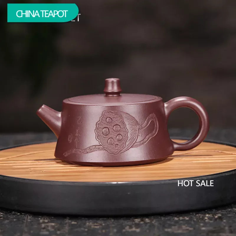 140ml Authentic Yixing Purple Clay Teapots Raw Ore Zhu Mud Filter Tea Pot Handmade Zisha Beauty Kettle Home Tea Set Accessories