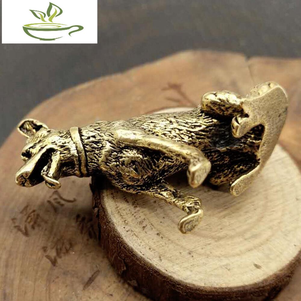 Brass Dog Statue Feng Shui Statue Sculpture Dog Brass Figurine for Bedroom