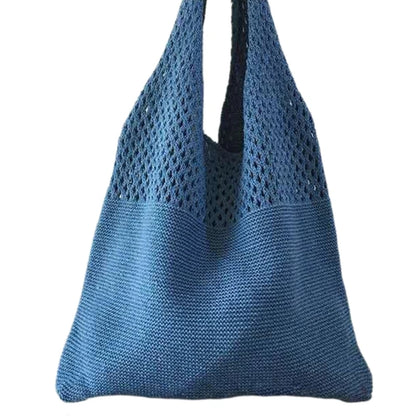 and Trendy Knitted Tote Bag for Casual Outfits Hollow Shoulder Bags