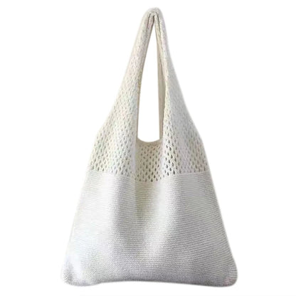and Trendy Knitted Tote Bag for Casual Outfits Hollow Shoulder Bags