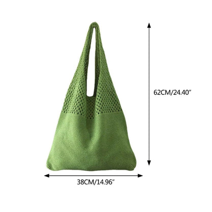 and Trendy Knitted Tote Bag for Casual Outfits Hollow Shoulder Bags