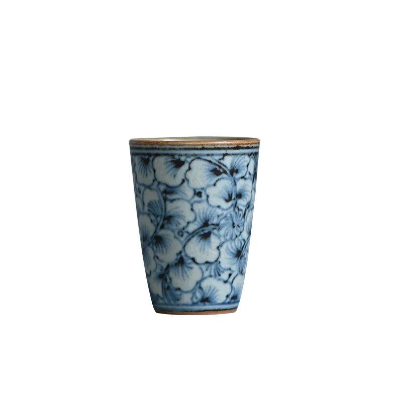 and white kung fu tea masters cup fragrance-smelling cup hand-painted ginkgo restoring ancient ways straight cup of tea