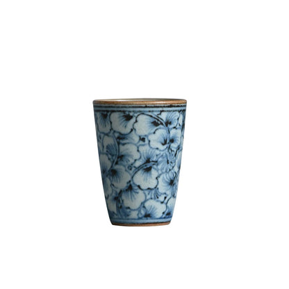 and white kung fu tea masters cup fragrance-smelling cup hand-painted ginkgo restoring ancient ways straight cup of tea