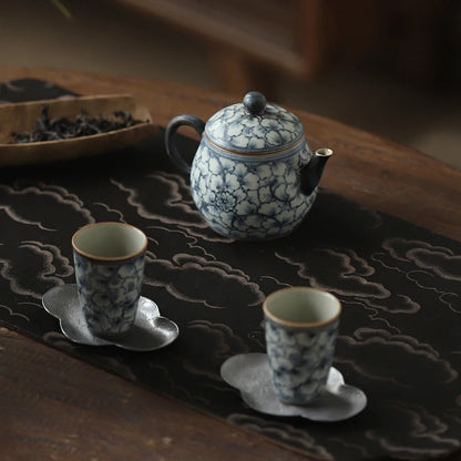 and white kung fu tea masters cup fragrance-smelling cup hand-painted ginkgo restoring ancient ways straight cup of tea