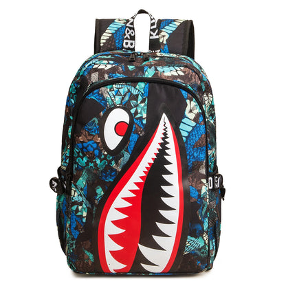 anime backpack Elementary Bookbag Travel Rucksack Cartoon Shark Print Primary School Student Satchel Backpack Mochila Infantil