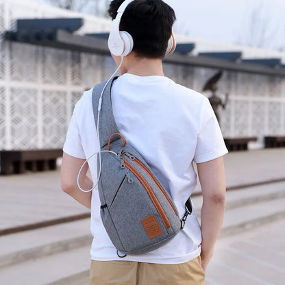anti-theft chest bag male crossbody bag with earphone jack small travel bag mobile phone bag one shoulder bag outdoor sports bag
