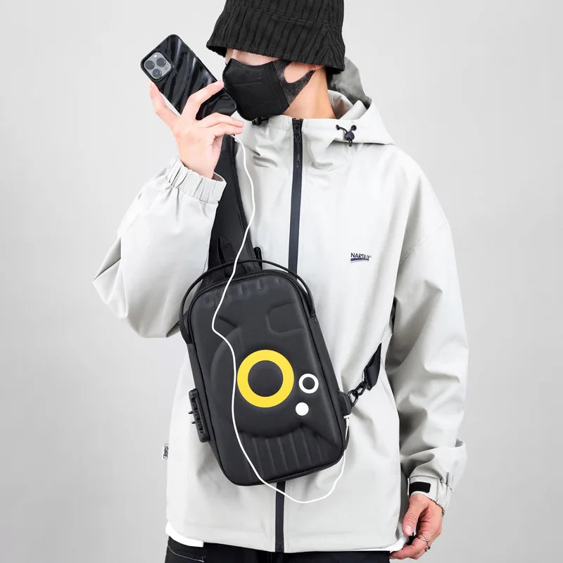 anti-theft chest bag password lock backpack with usb charging port single shoulder bag men sling backpack chest crossbody bag