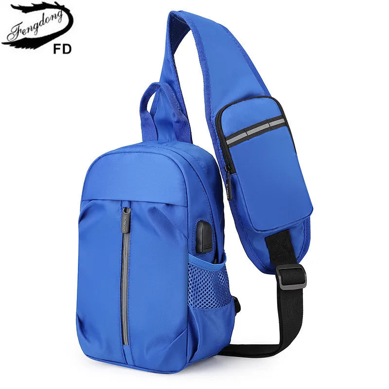 anti-theft chest bag usb port crossbody bag small travel bag for men mobile phone bag to sling shoulder bag outdoor sports bag