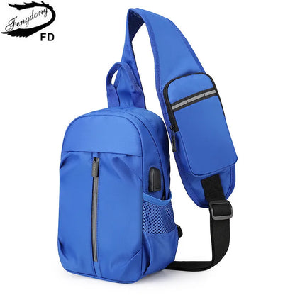 anti-theft chest bag usb port crossbody bag small travel bag for men mobile phone bag to sling shoulder bag outdoor sports bag