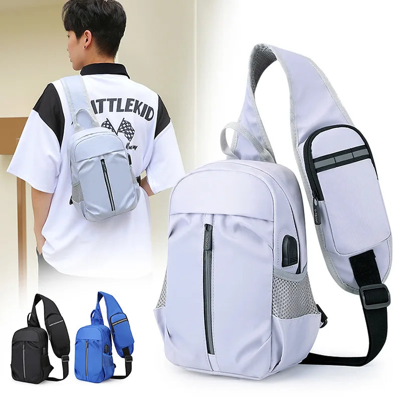 anti-theft chest bag usb port crossbody bag small travel bag for men mobile phone bag to sling shoulder bag outdoor sports bag