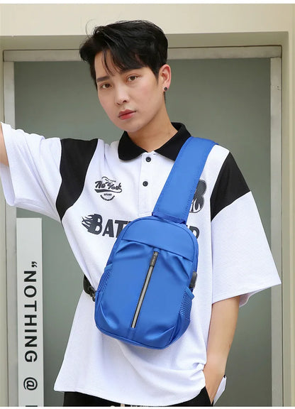 anti-theft chest bag usb port crossbody bag small travel bag for men mobile phone bag to sling shoulder bag outdoor sports bag