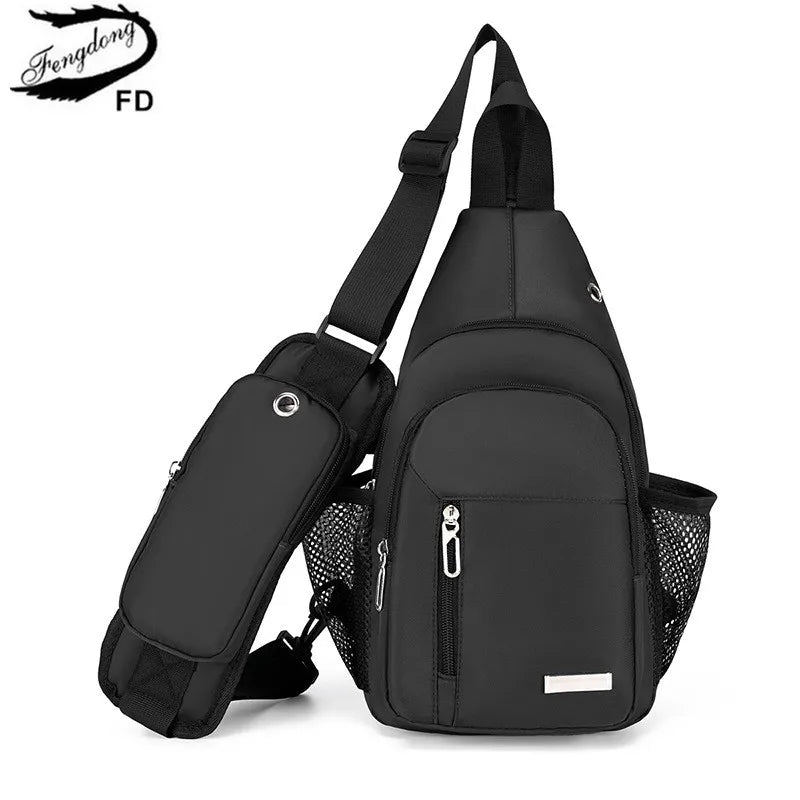 anti-theft chest bag usb port crossbody bag with earphone jack small travel bag mobile phone bag shoulder bag outdoor sports bag