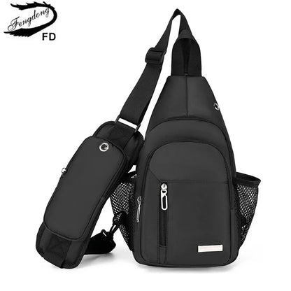 anti-theft chest bag usb port crossbody bag with earphone jack small travel bag mobile phone bag shoulder bag outdoor sports bag