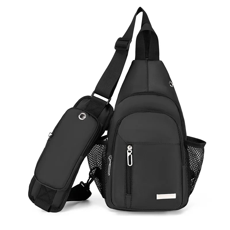 anti-theft chest bag usb port crossbody bag with earphone jack small travel bag mobile phone bag shoulder bag outdoor sports bag