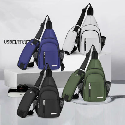 anti-theft chest bag usb port crossbody bag with earphone jack small travel bag mobile phone bag shoulder bag outdoor sports bag