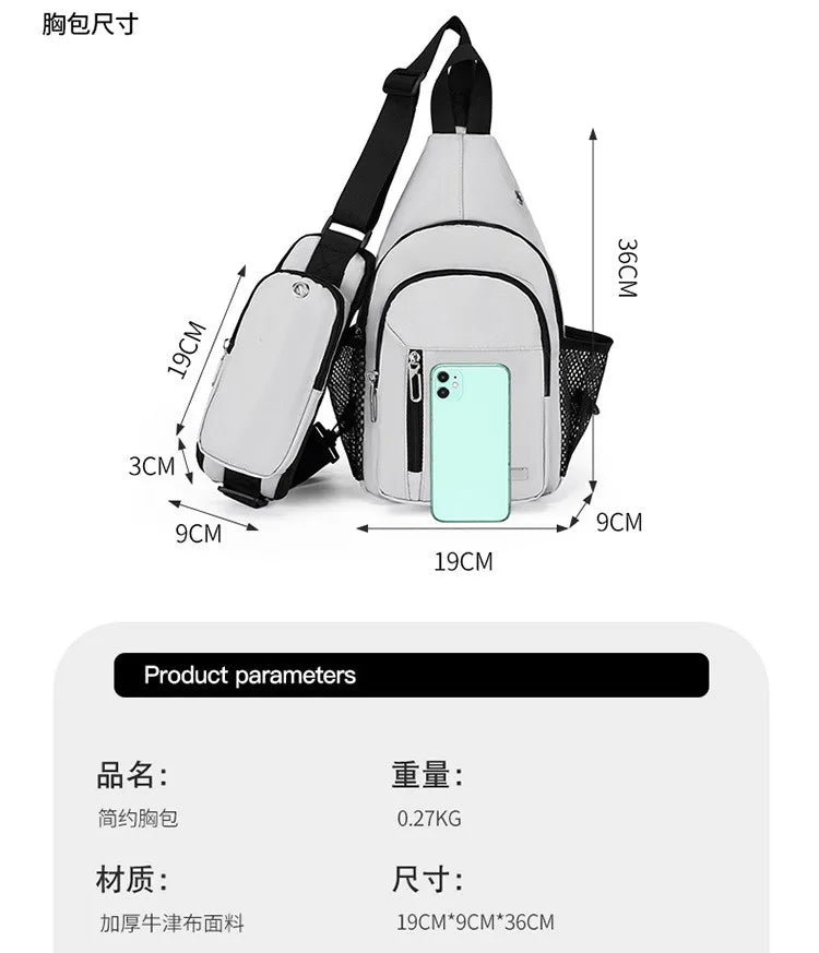 anti-theft chest bag usb port crossbody bag with earphone jack small travel bag mobile phone bag shoulder bag outdoor sports bag