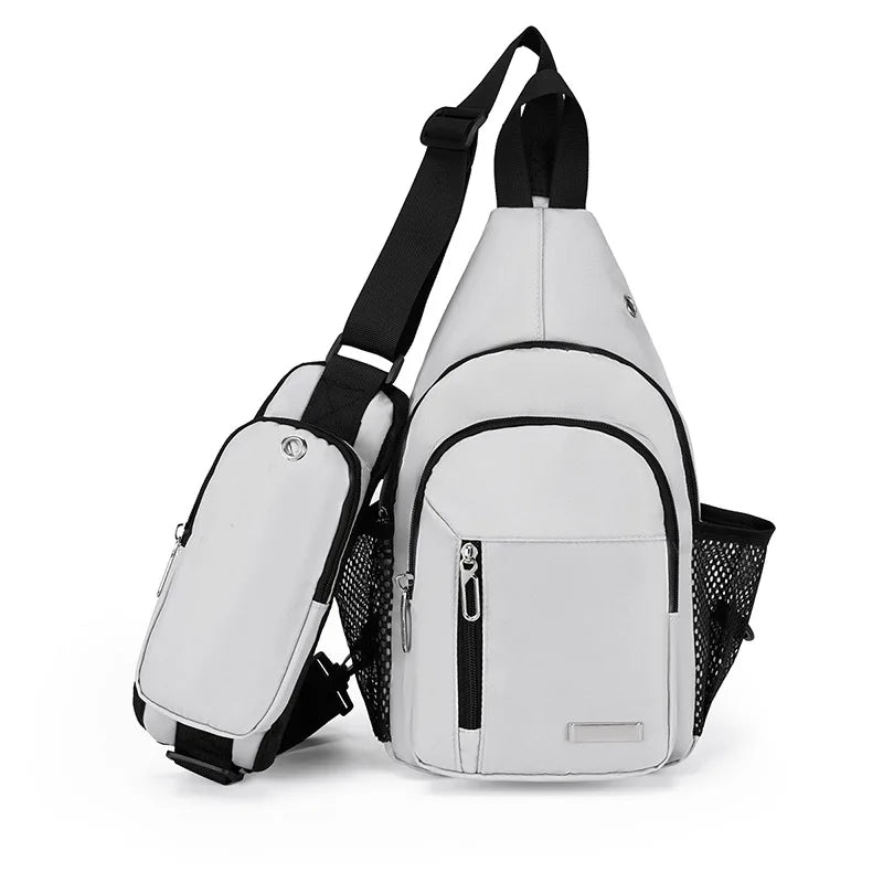 anti-theft chest bag usb port crossbody bag with earphone jack small travel bag mobile phone bag shoulder bag outdoor sports bag