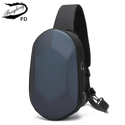 anti-theft men chest bag new fashion usb chest bag with earphone jack small shoulder bag man waterproof sports mobile phone bag