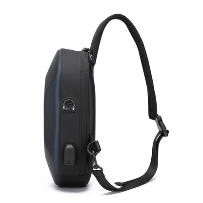 anti-theft men chest bag new fashion usb chest bag with earphone jack small shoulder bag man waterproof sports mobile phone bag