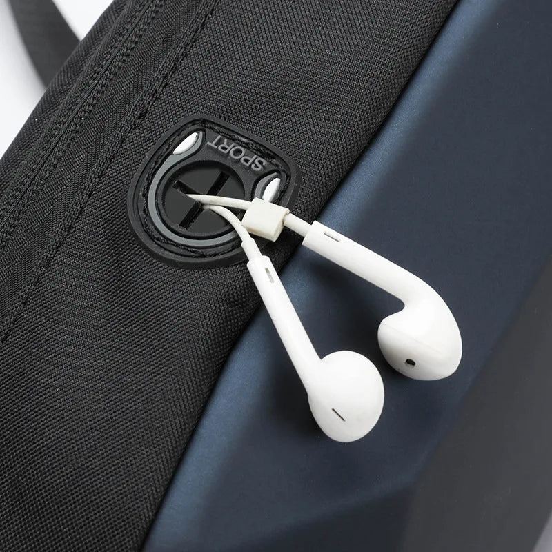 anti-theft men chest bag new fashion usb chest bag with earphone jack small shoulder bag man waterproof sports mobile phone bag