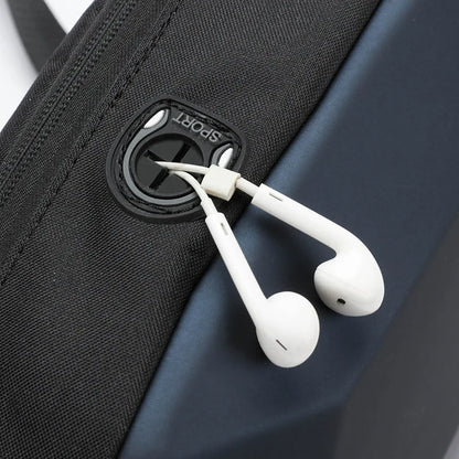 anti-theft men chest bag new fashion usb chest bag with earphone jack small shoulder bag man waterproof sports mobile phone bag