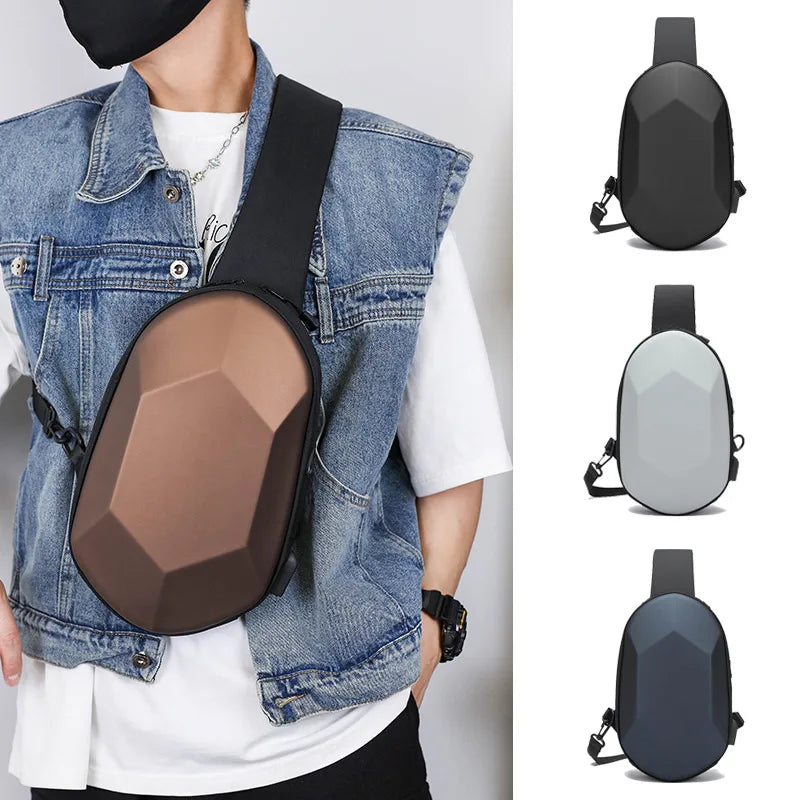 anti-theft men chest bag new fashion usb chest bag with earphone jack small shoulder bag man waterproof sports mobile phone bag
