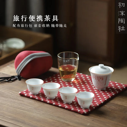at the beginning of the crack of a pot of tea drinking song two cup four cups of tureen portable travel kung fu tea set