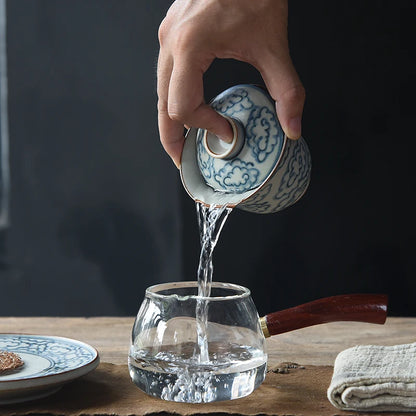 at the beginning of the jingdezhen ceramic tureen pure manual blue-and-white tureen xiangyun cup cup kung fu tea set