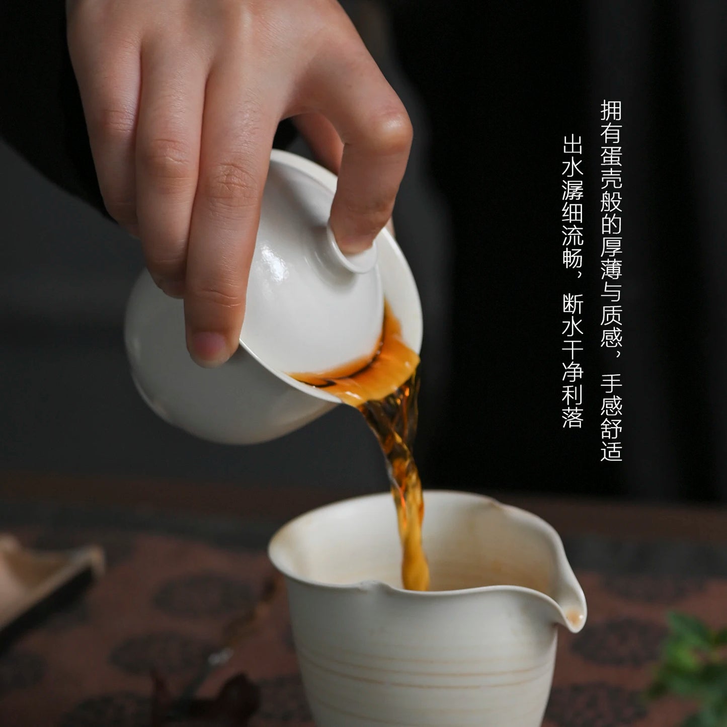 at the beginning of the jingdezhen glaze kiln shell tureen single three bowl of tea bowl thin foetus tea set manually