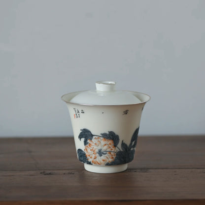 at the beginning of the jingdezhen manual hand-painted tureen single kunfu tea cups tea bowl bowl of water chestnut try