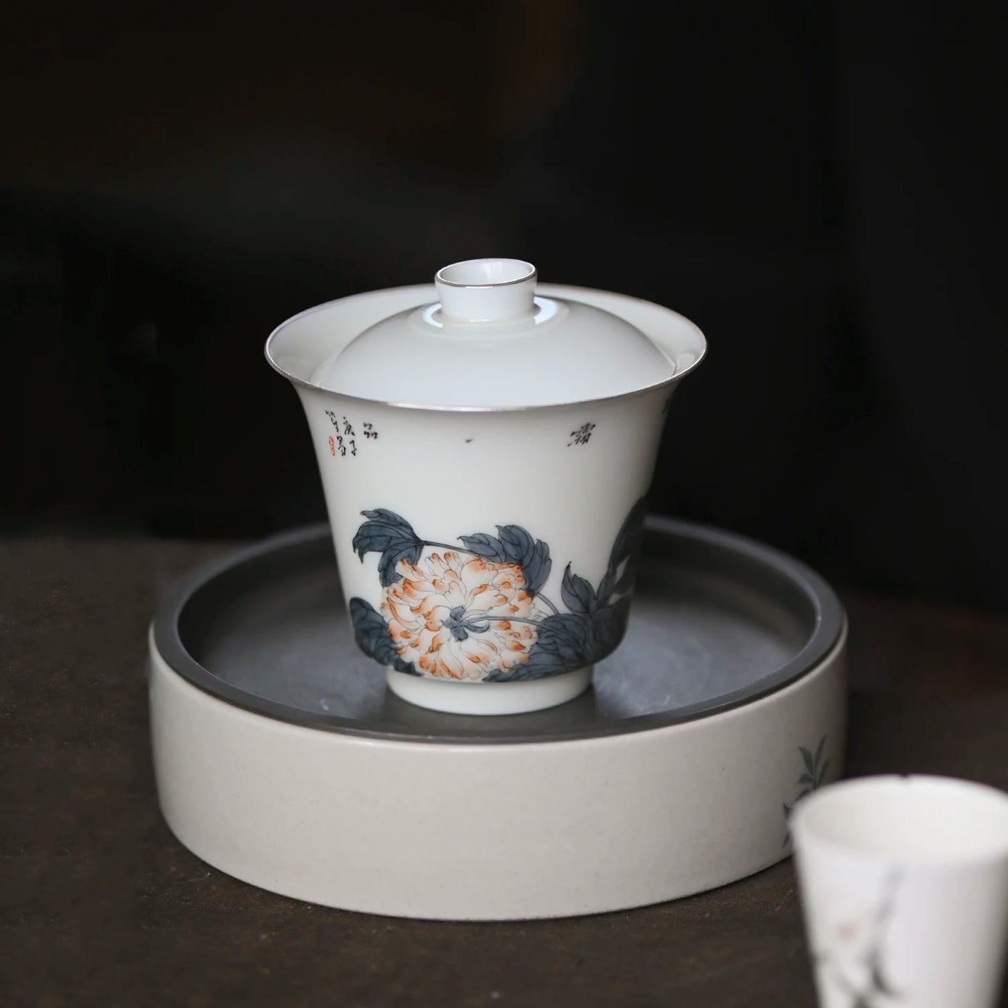 at the beginning of the jingdezhen manual hand-painted tureen single kunfu tea cups tea bowl bowl of water chestnut try