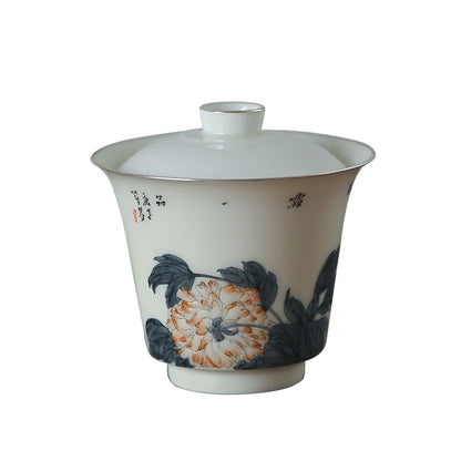 at the beginning of the jingdezhen manual hand-painted tureen single kunfu tea cups tea bowl bowl of water chestnut try