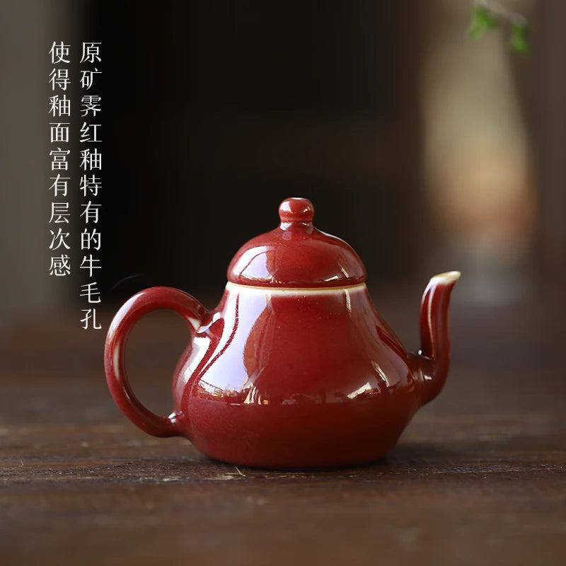 at the beginning of the jingdezhen ruby red pot hand little teapot private custom ceramic tea set household single pot