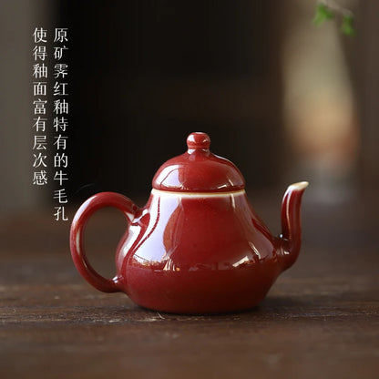 at the beginning of the jingdezhen ruby red pot hand little teapot private custom ceramic tea set household single pot
