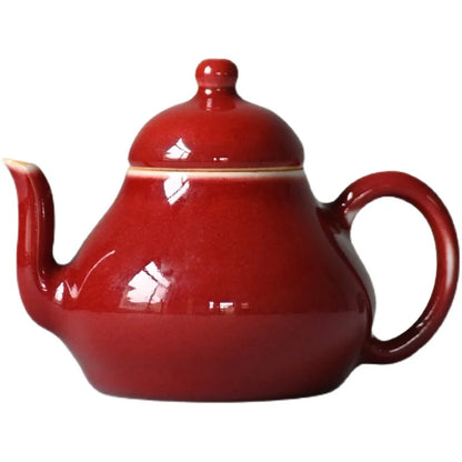 at the beginning of the jingdezhen ruby red pot hand little teapot private custom ceramic tea set household single pot