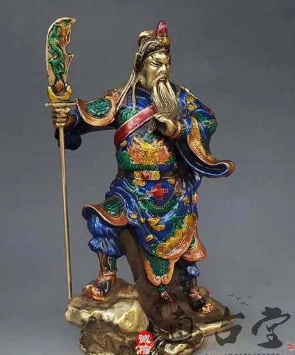 auspicious GUAN GONG ART statue # efficacious Talisman #color Painting Money Drawing Martial god of wealth bronze GUAN DI statue