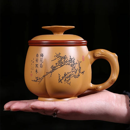 authentic yixing zisha duan clay mug cup handmade tea cup with infuser cups inside marked Chinese kungfu office cup of tea new