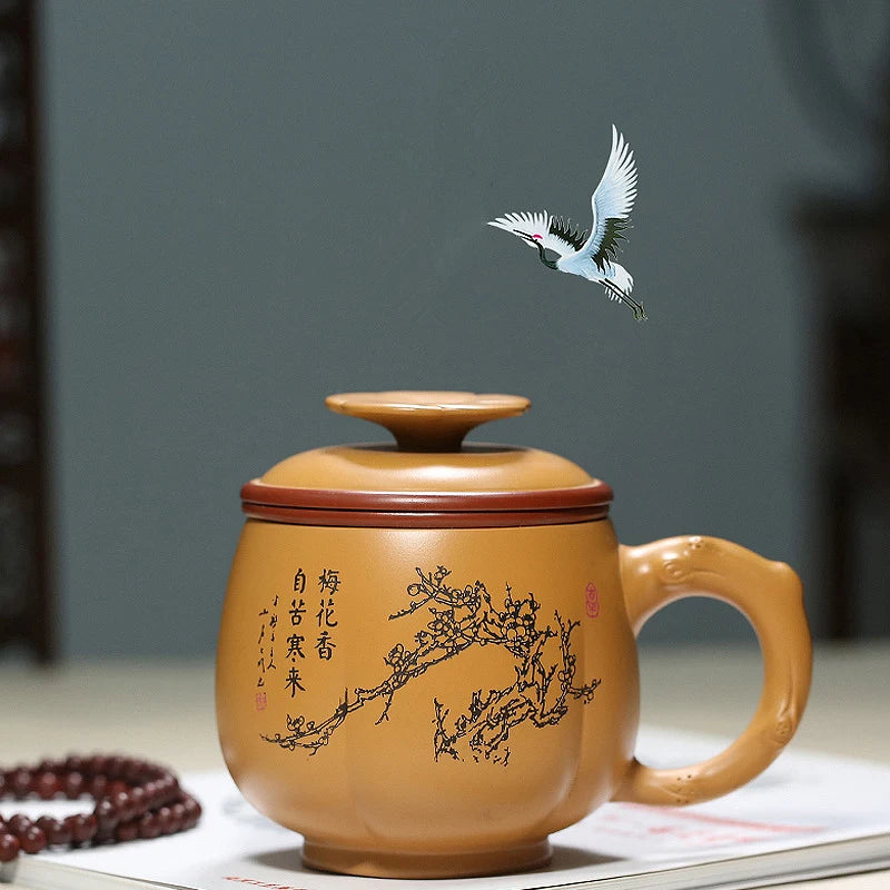 authentic yixing zisha duan clay mug cup handmade tea cup with infuser cups inside marked Chinese kungfu office cup of tea new