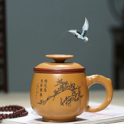 authentic yixing zisha duan clay mug cup handmade tea cup with infuser cups inside marked Chinese kungfu office cup of tea new