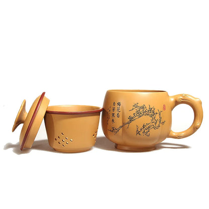 authentic yixing zisha duan clay mug cup handmade tea cup with infuser cups inside marked Chinese kungfu office cup of tea new