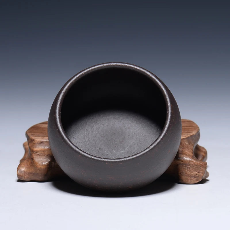 authentic yixing zisha tea cup marked small cup purple grit Chinese kungfu 30ml cup of tea black galaxy clay master Pu'er cup