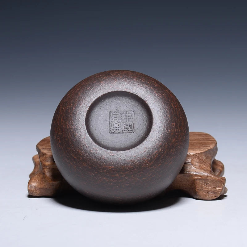 authentic yixing zisha tea cup marked small cup purple grit Chinese kungfu 30ml cup of tea black galaxy clay master Pu'er cup