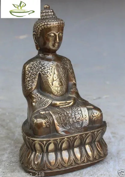 decoration brass factory outlets Pure Brass Antique 18 CM / Elaborate Tibet Buddhism Copper Shakyamuni Amitabha Buddha Statue